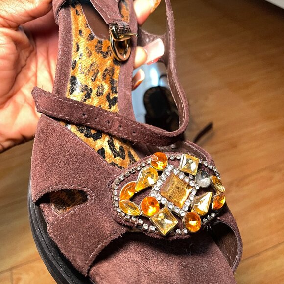 Y2K Brown Suede Heels - Picture 3 of 5